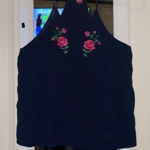 Navy blue with floral detail tank top